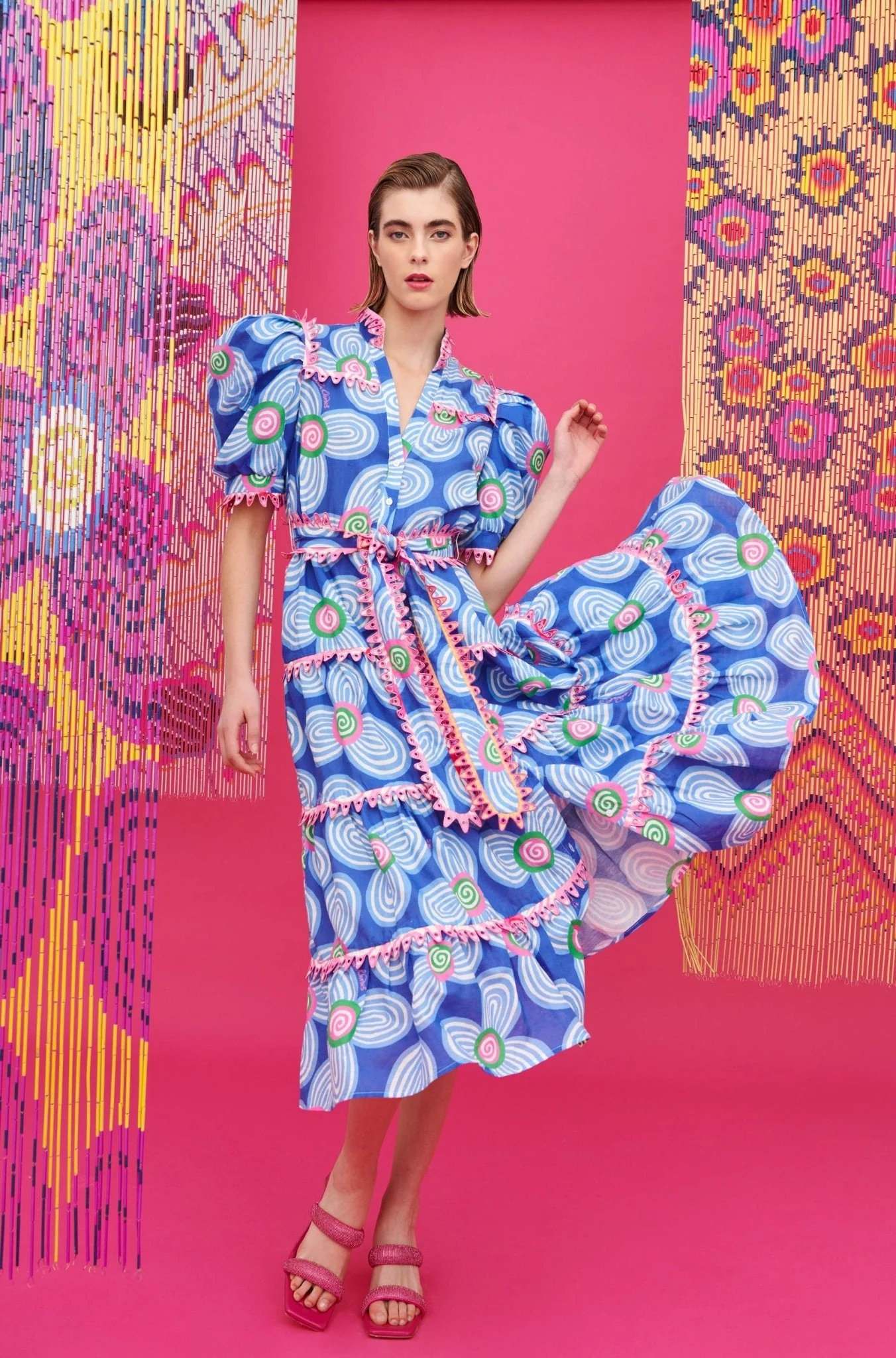 LOTTIE DRESS ACID FLOWERS BLUE
