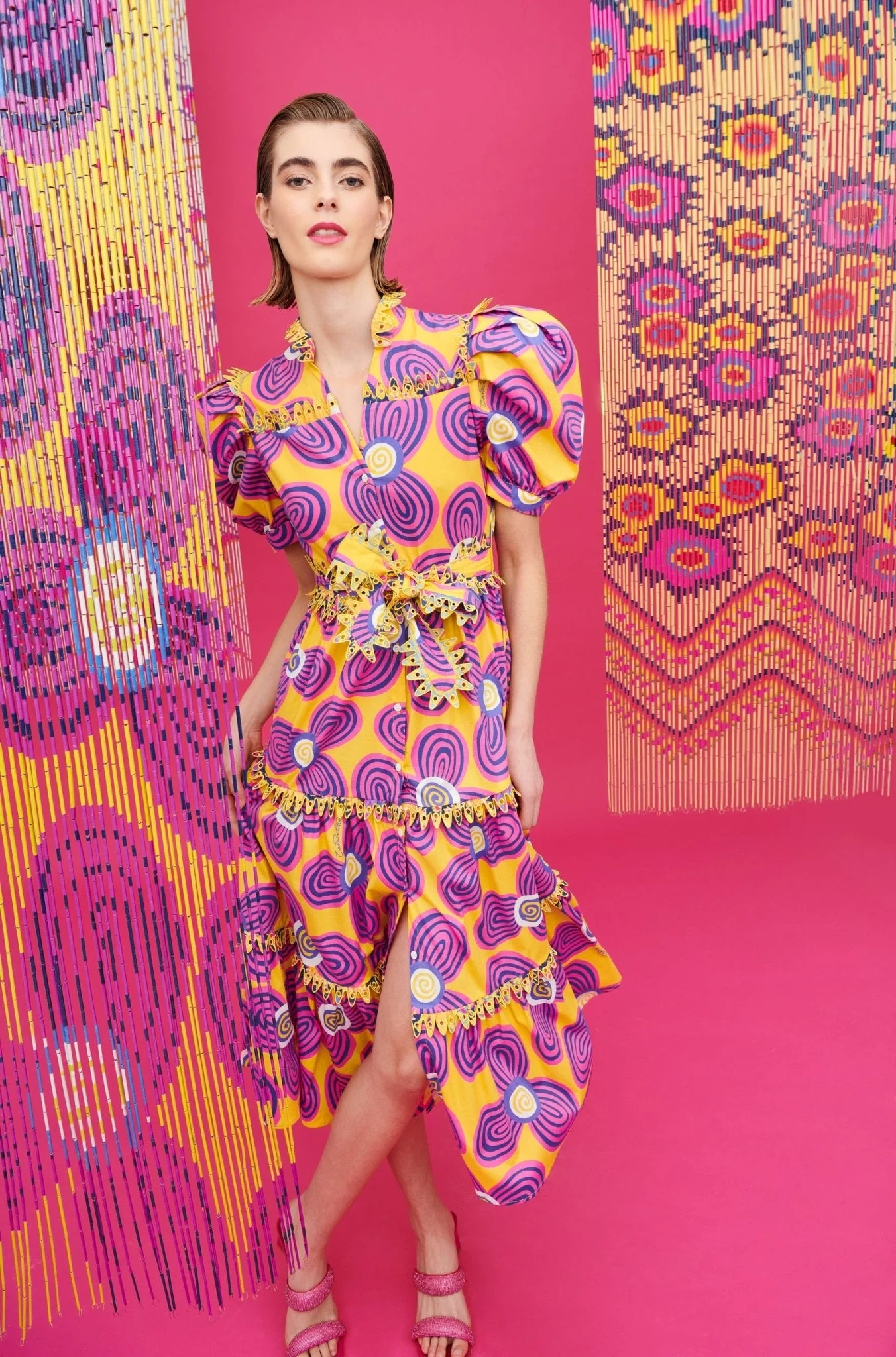 LOTTIE DRESS ACID FLOWERS YELLOW
